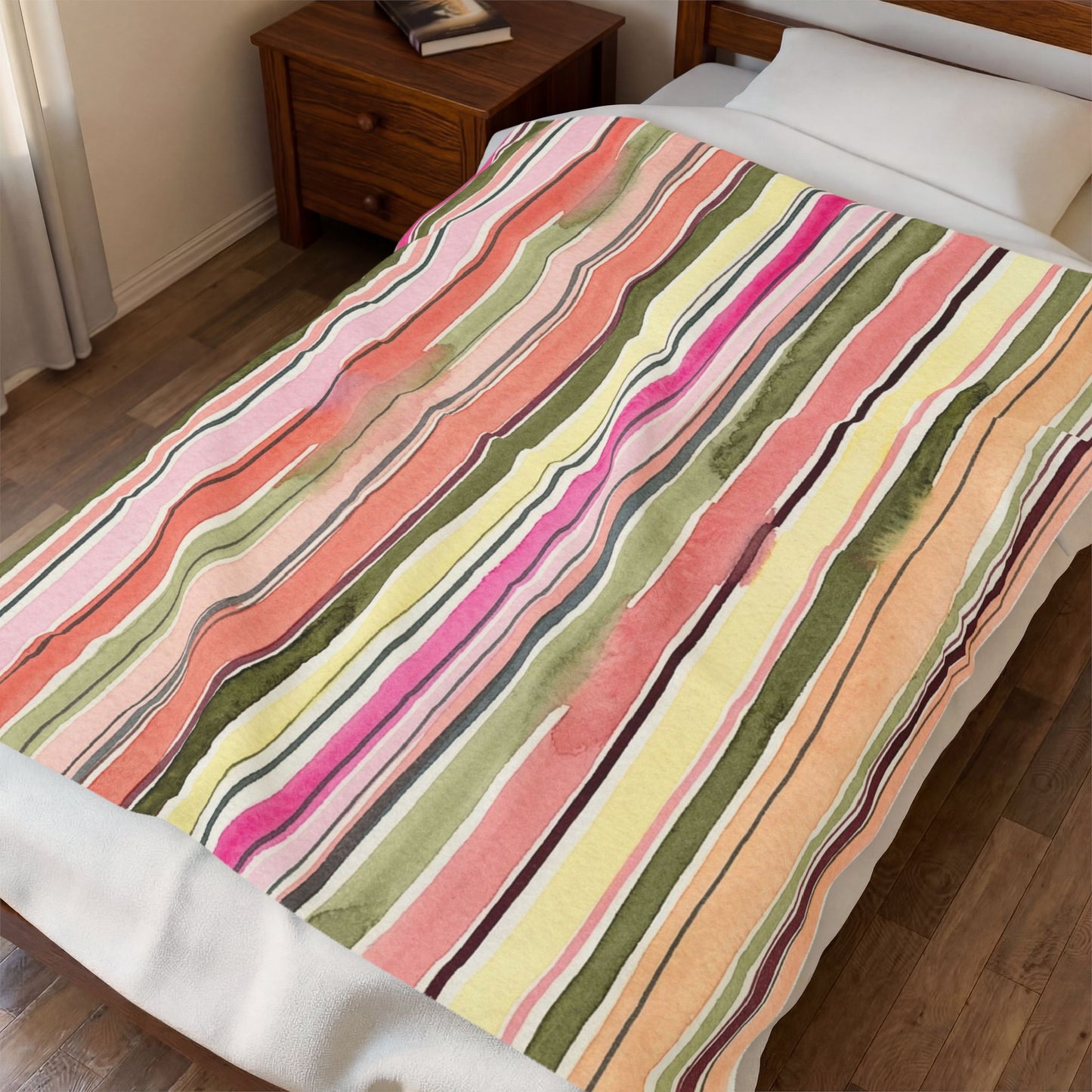 Summer Stripe Velveteen Plush Blanket