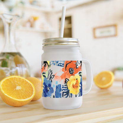 Abstract Flora Mason Jar Tumbler