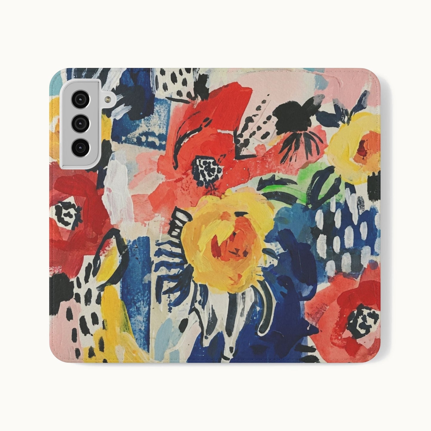 Abstract Flora Vegan Leather Flip Case
