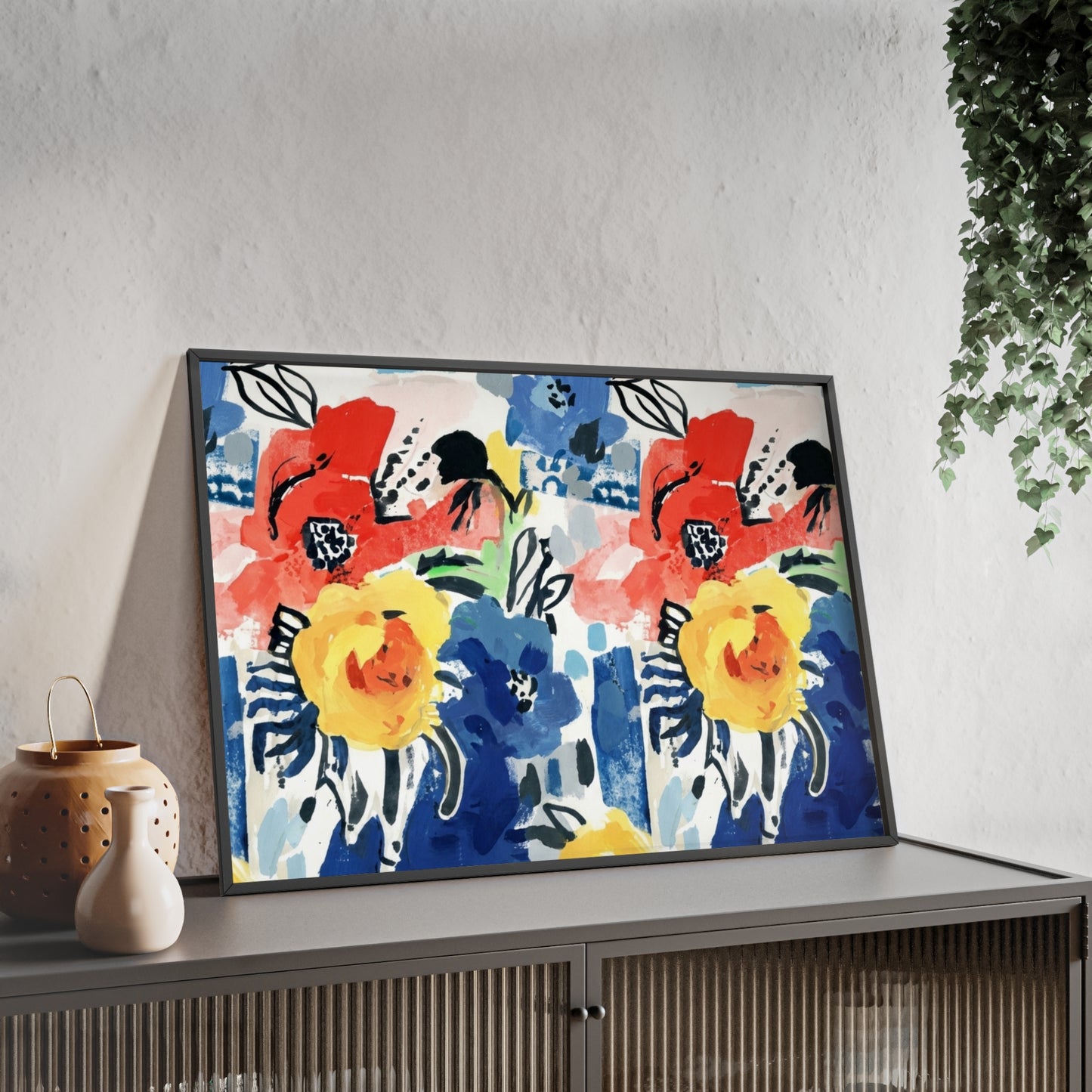 Abstract Flora Wood Framed Posters