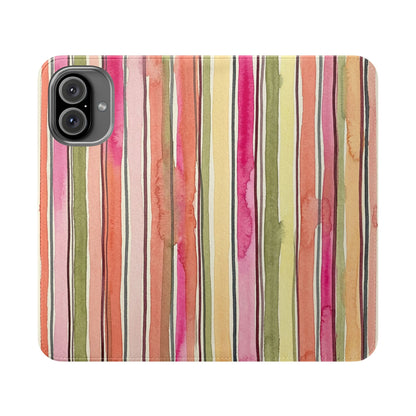 Summer Stripe Vegan Leather Flip Case