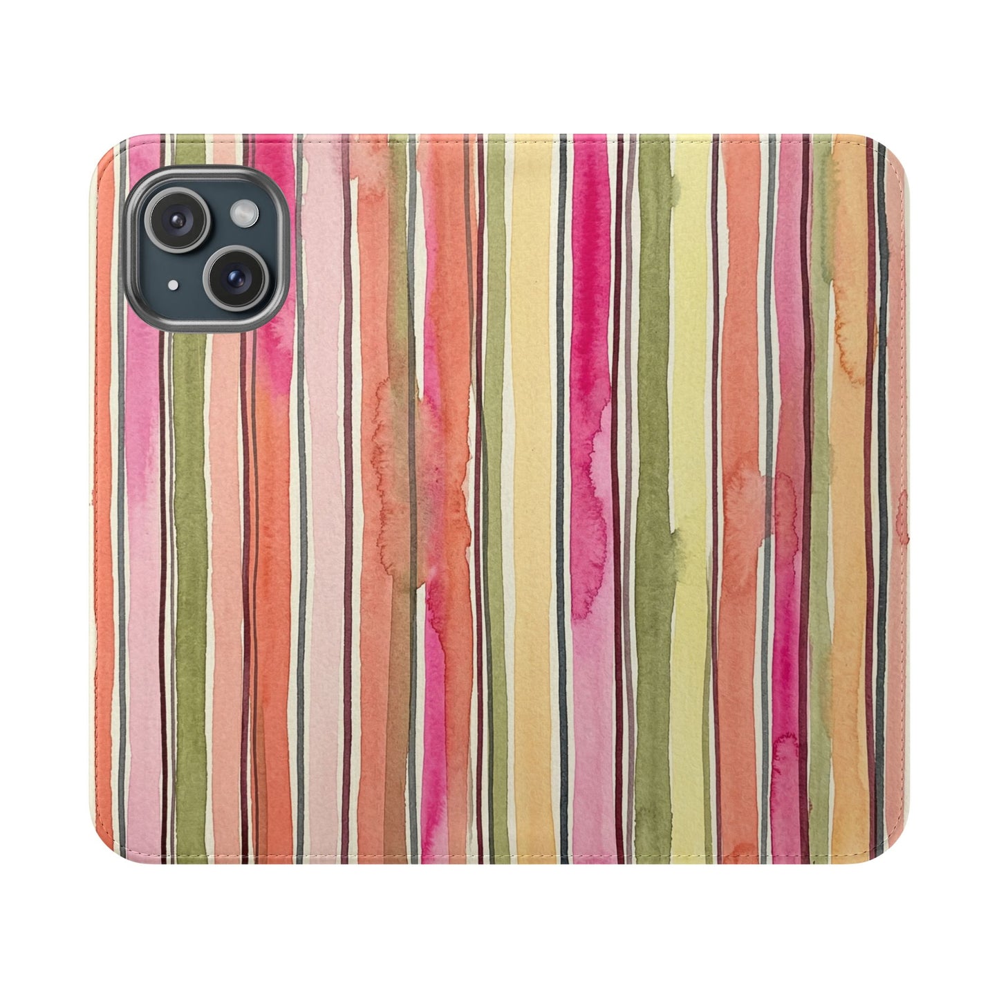 Summer Stripe Vegan Leather Flip Case