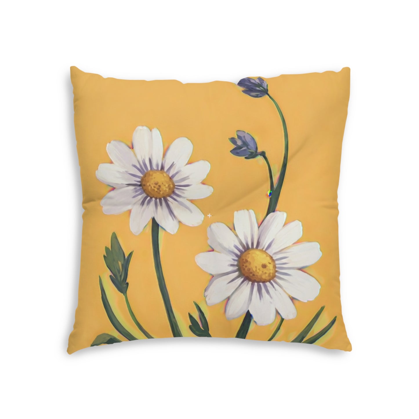 Spring Daisies Square Tufted Floor Pillow