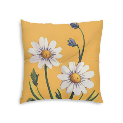 Spring Daisies Square Tufted Floor Pillow