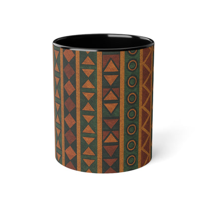 Tribal Pattern Coffee Mug, Ethnic Design Cup, Boho Kitchen Decor, Unique Gift for Tea Lovers, Artisan Ceramic