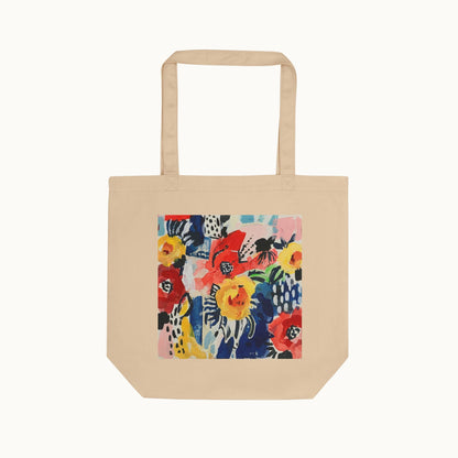 Abstract Flora Eco Tote Bag — Square