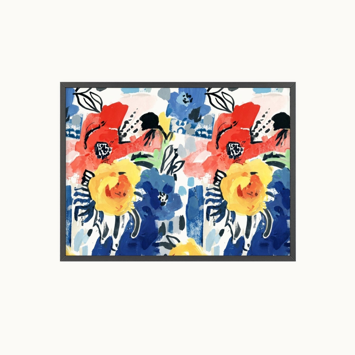 Abstract Flora Wood Framed Posters