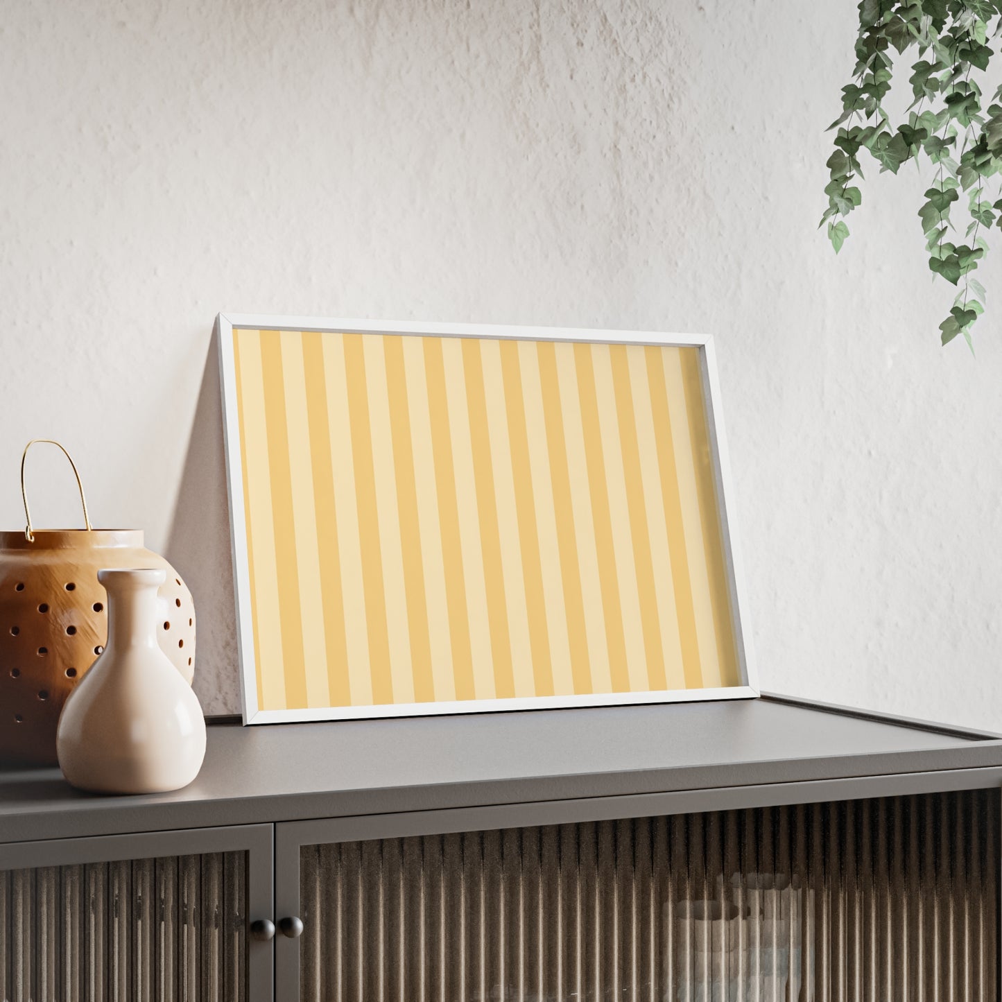 Buttercup Stripe Wood Framed Posters