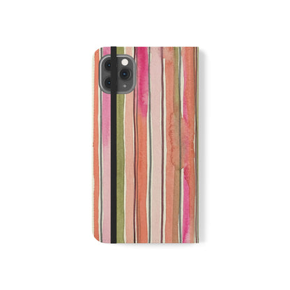 Summer Stripe Vegan Leather Flip Case