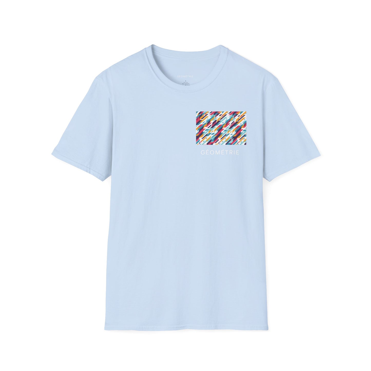 Colorful Geometric Unisex Softstyle T-Shirt, Casual Wear, Gift for Art Lovers, Everyday Comfort T-Shirt, Trendy Graphic Tee
