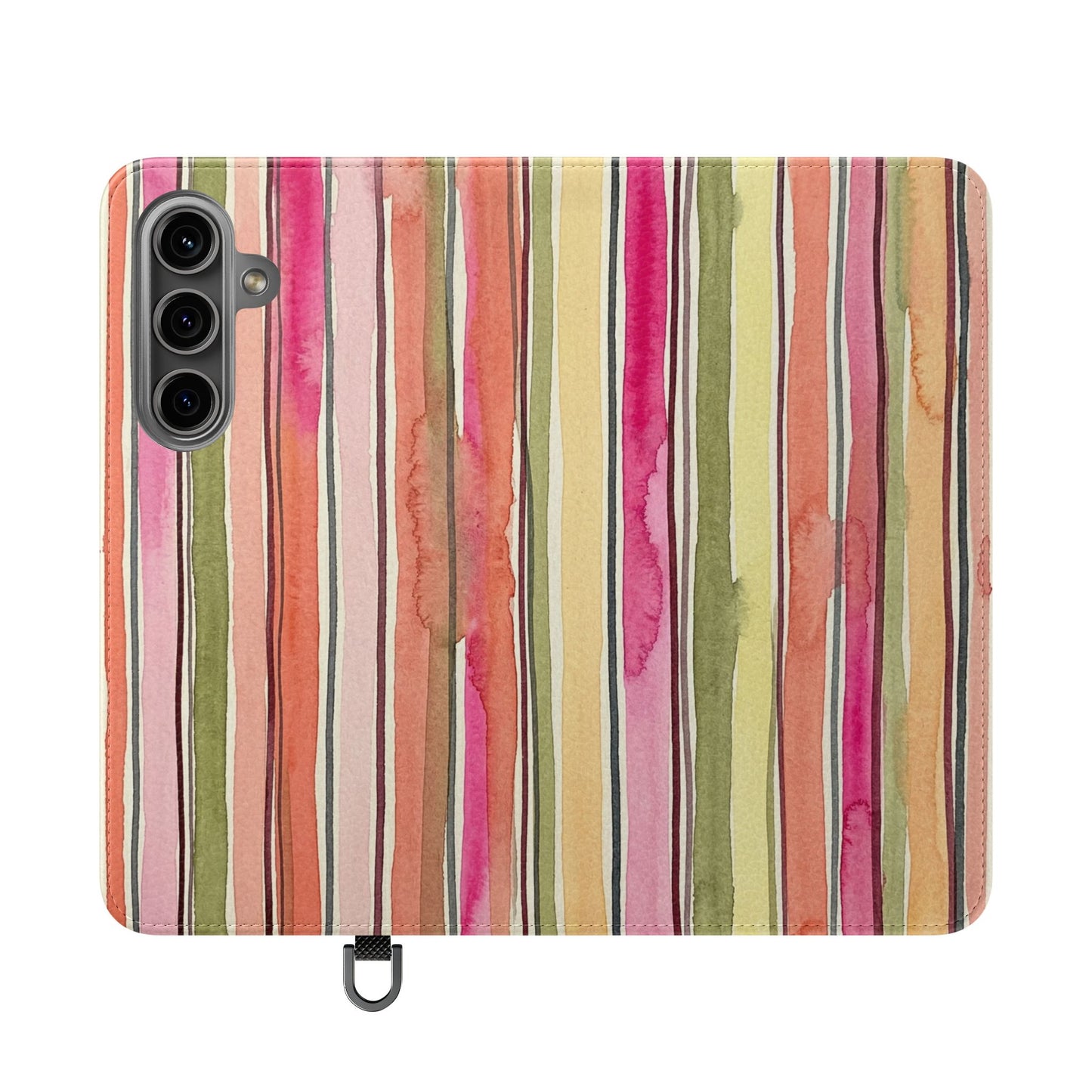 Summer Stripe Vegan Leather Flip Case