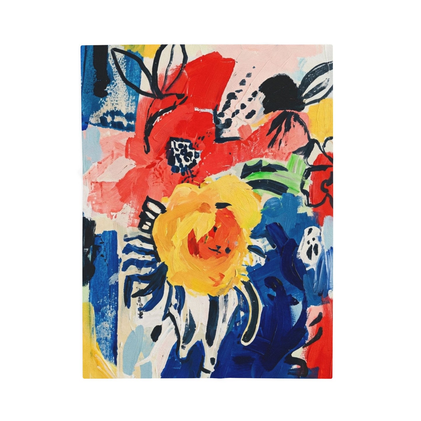 Abstract Flora Velveteen Plush Blanket