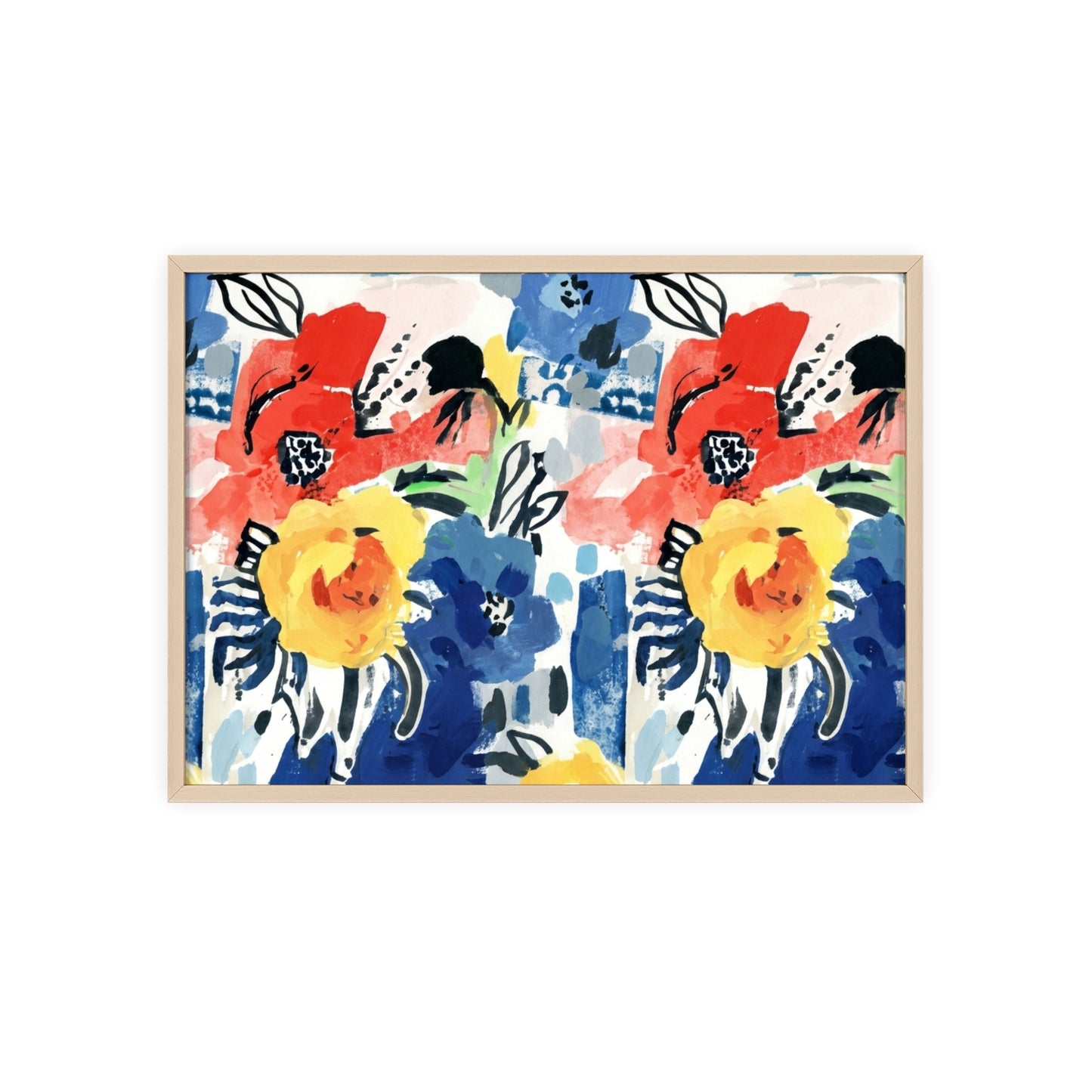 Abstract Flora Wood Framed Posters