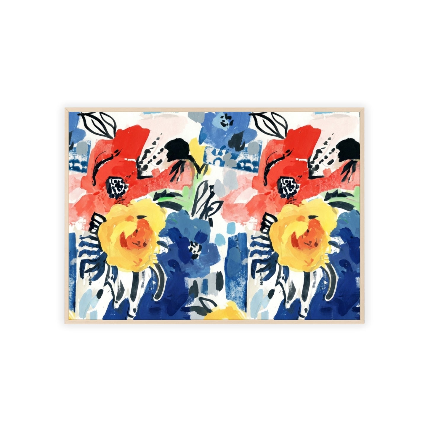 Abstract Flora Wood Framed Posters