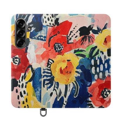 Abstract Flora Vegan Leather Flip Case