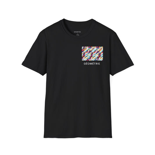 Colorful Geometric Unisex Softstyle T-Shirt, Casual Wear, Gift for Art Lovers, Everyday Comfort T-Shirt, Trendy Graphic Tee