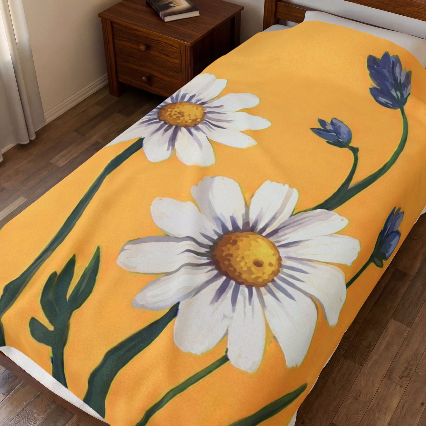 Spring Daisies Velveteen Plush Blanket