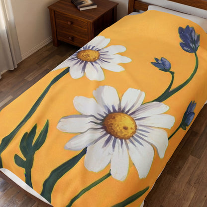 Spring Daisies Velveteen Plush Blanket