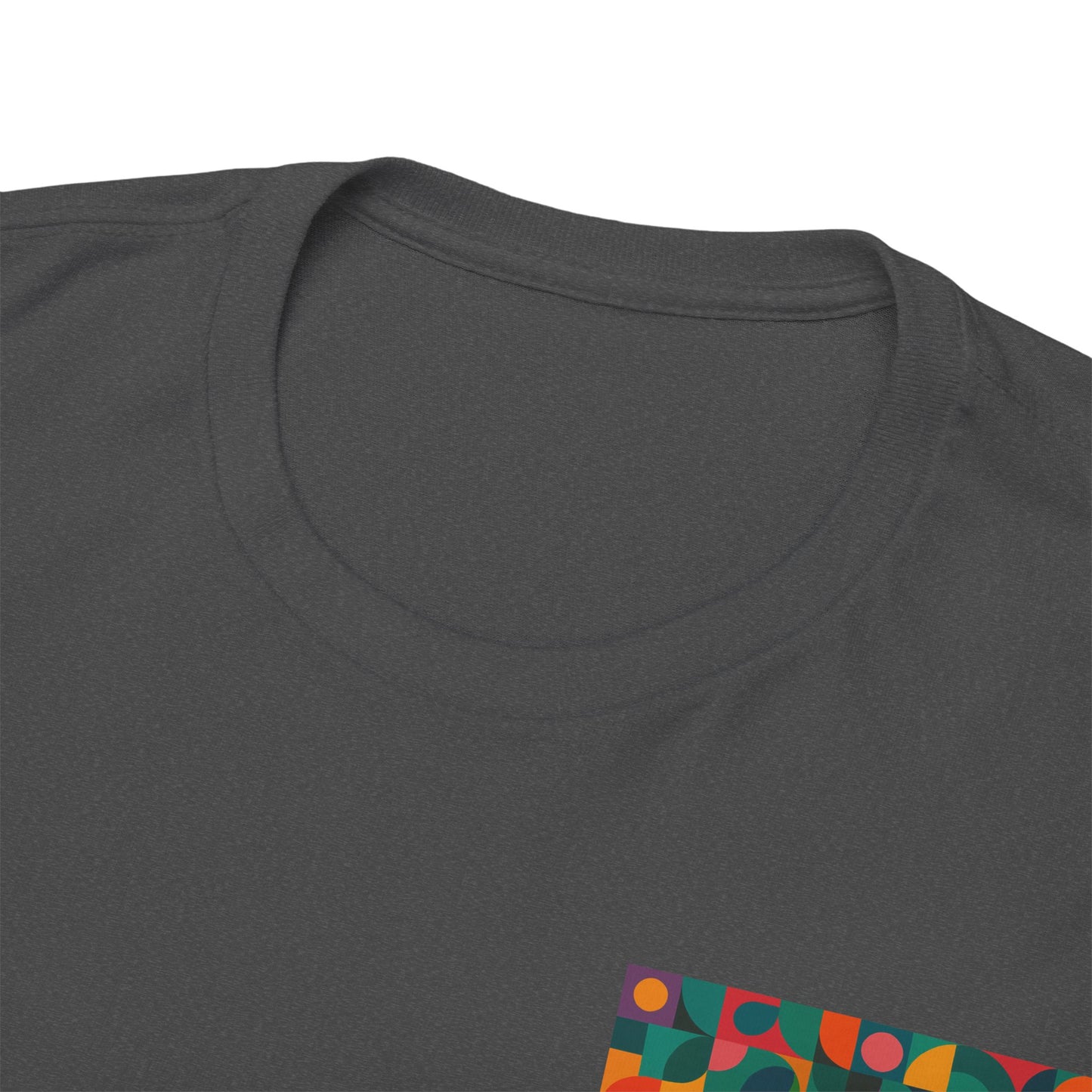 Colorful Geometric Print Unisex Heavy Cotton Tee, Comfortable Graphic T-Shirt, Casual Wear, Gift for Art Lovers, Everyday Style