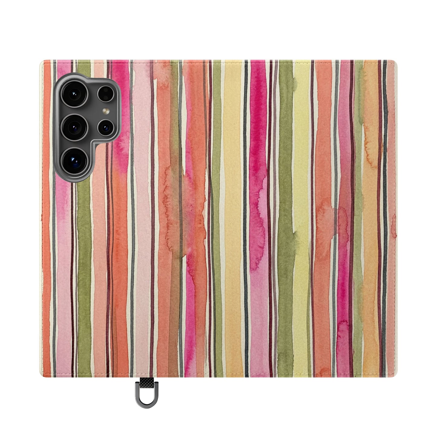 Summer Stripe Vegan Leather Flip Case