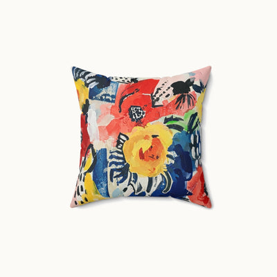 Abstract Flora Square Throw Pillow