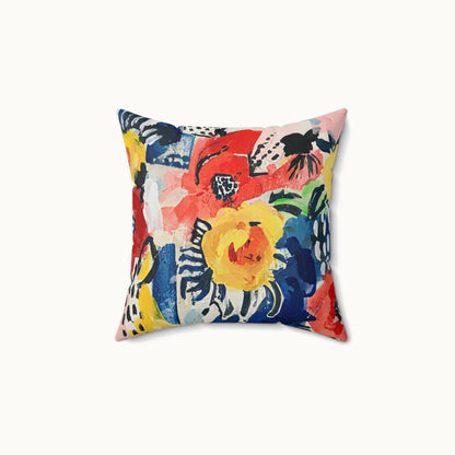Abstract Flora Square Throw Pillow