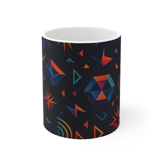 Colorful Geometric Ceramic Mug | Modern Design Coffee Cup, Vibrant Tea Cup, Unique Gift for Home & Office, Bright Kitchen Decor (Mug - Pattern 0c)