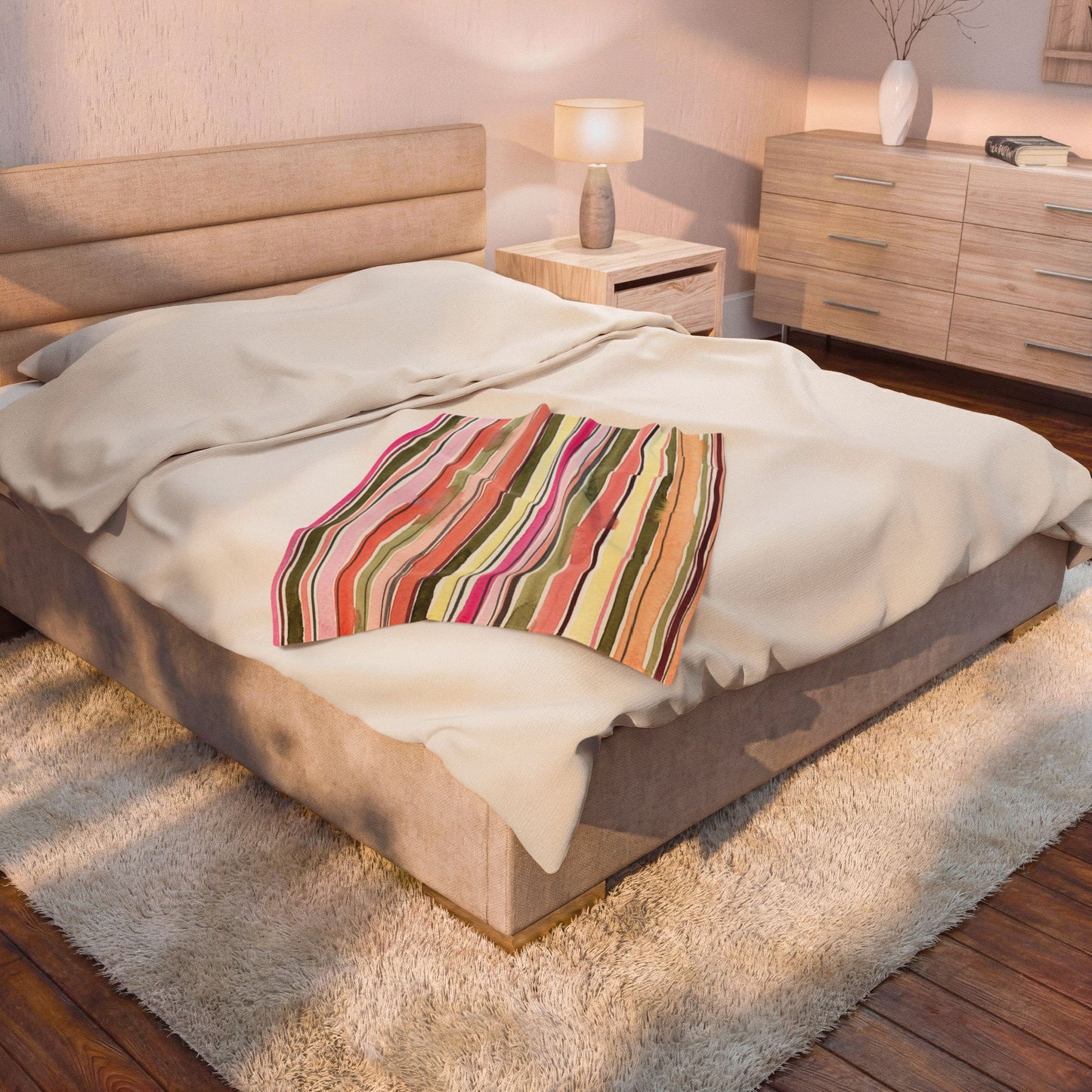 Summer Stripe Velveteen Plush Blanket