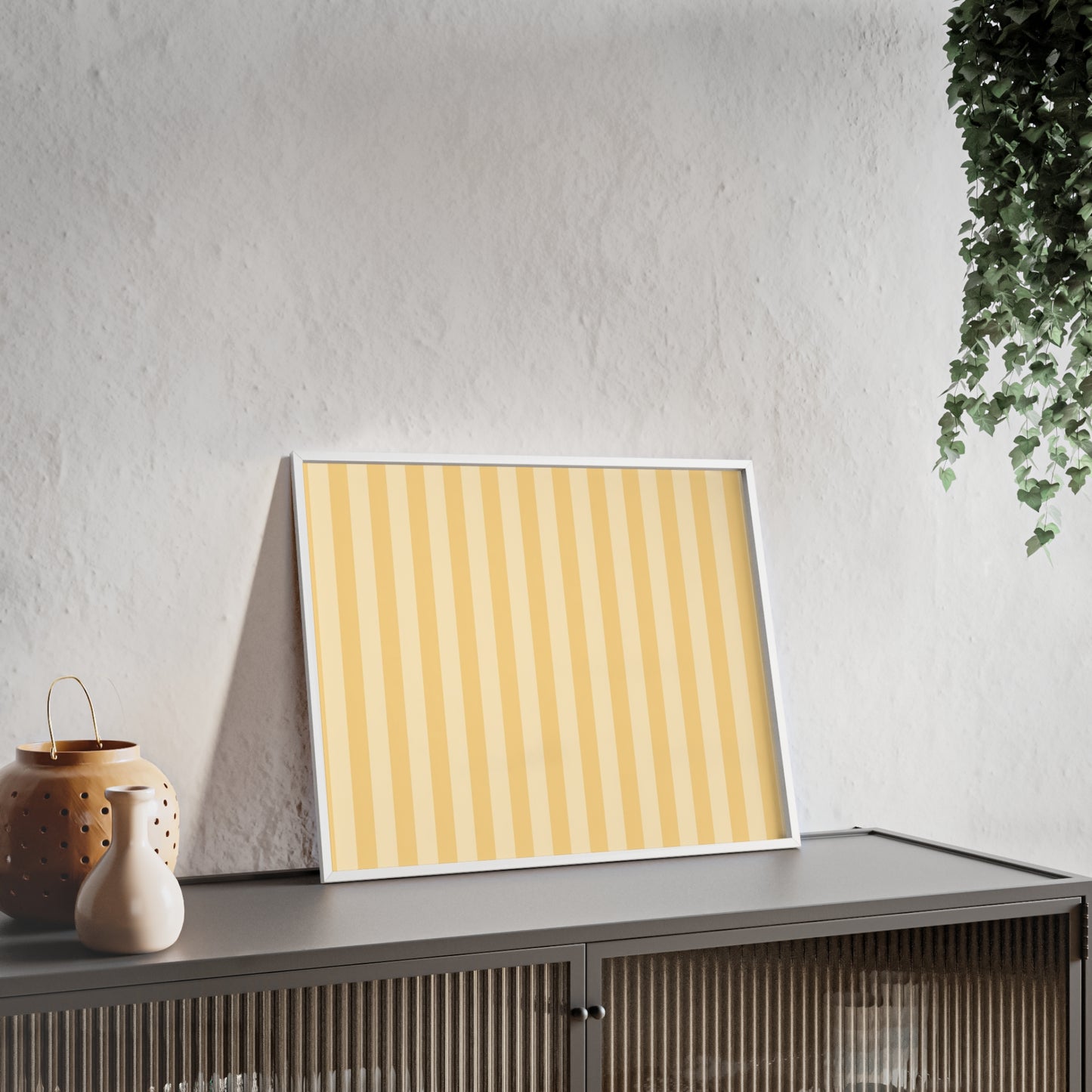 Buttercup Stripe Wood Framed Posters