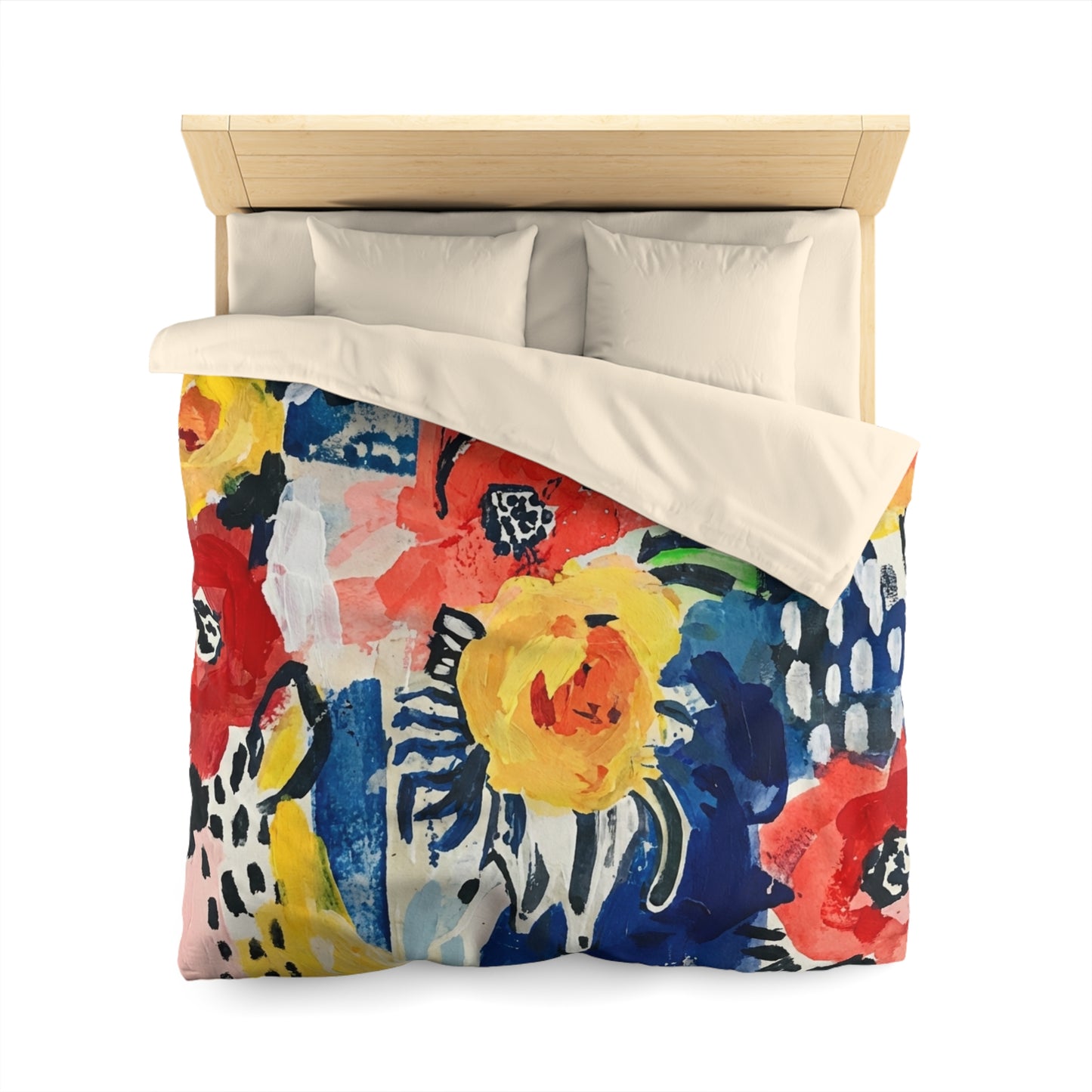 Abstract Flora Microfiber Duvet Cover