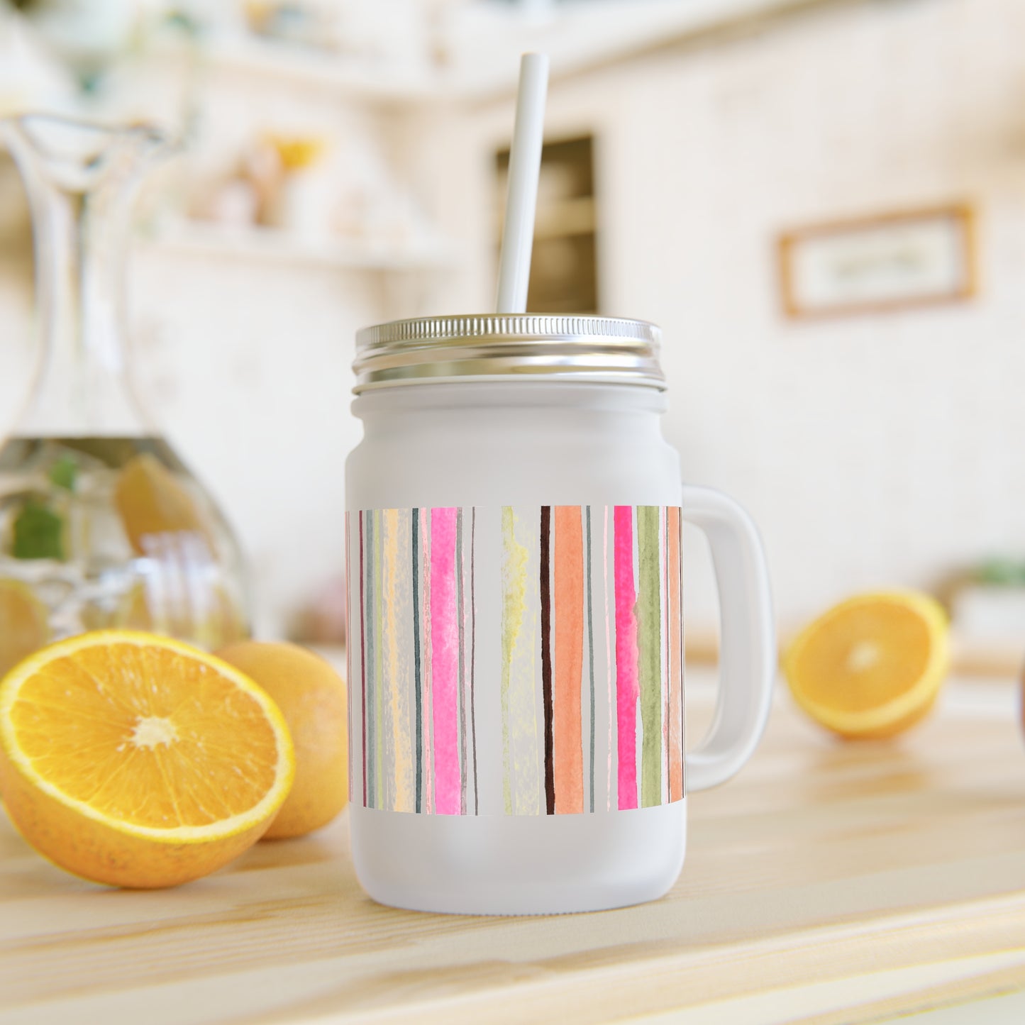 Summer Stripe Mason Jar Tumbler
