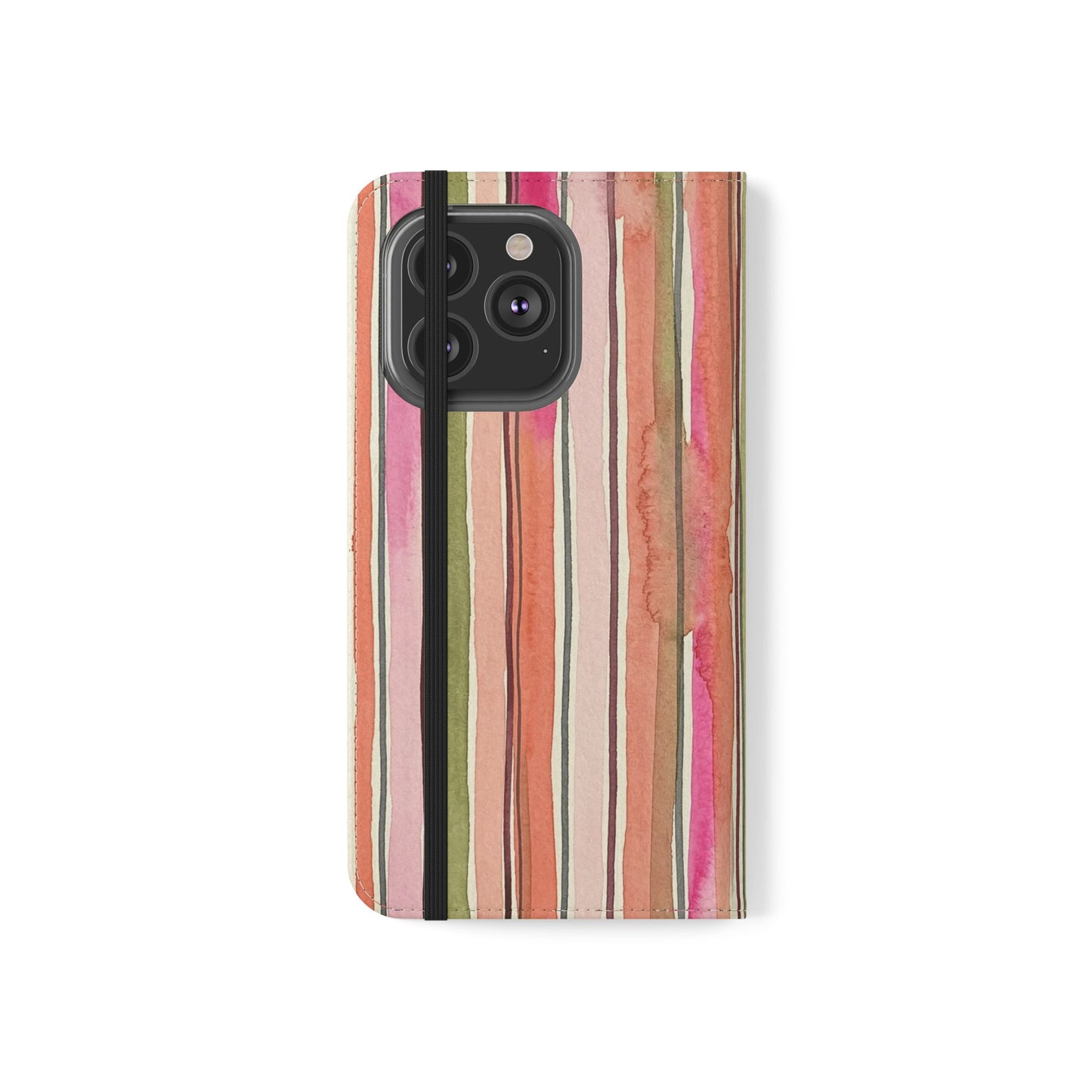 Summer Stripe Vegan Leather Flip Case