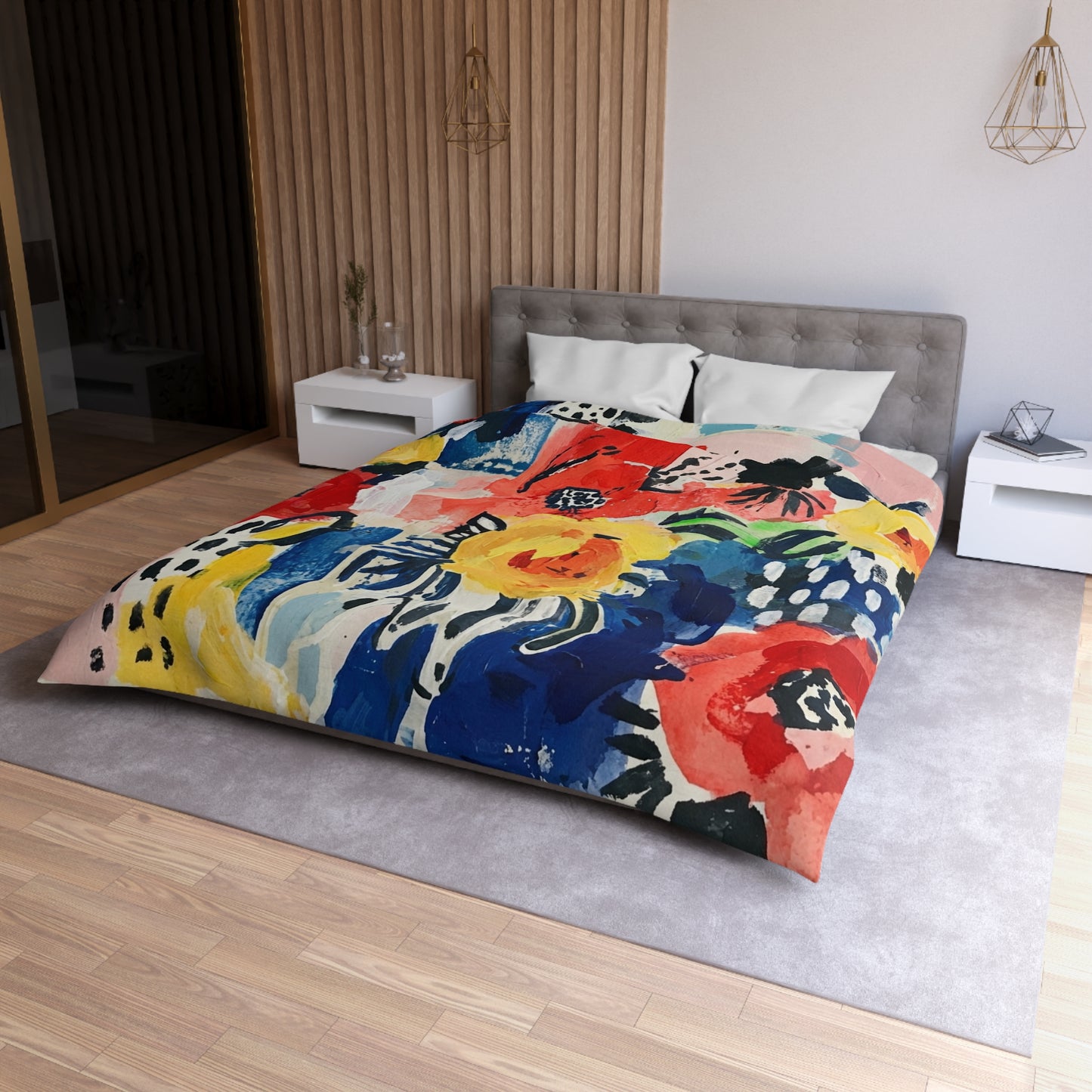 Abstract Flora Microfiber Duvet Cover