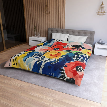 Abstract Flora Microfiber Duvet Cover