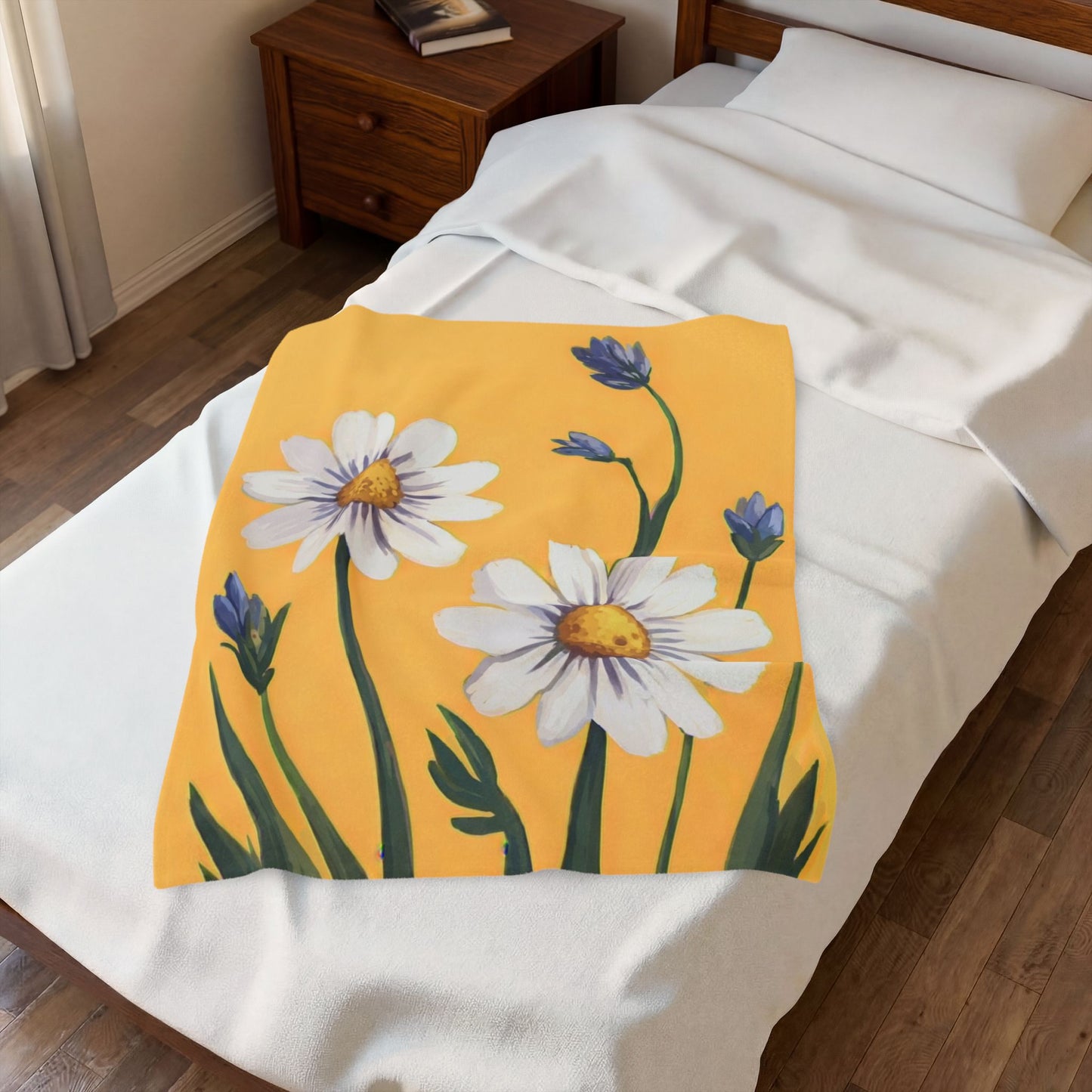 Spring Daisies Velveteen Plush Blanket