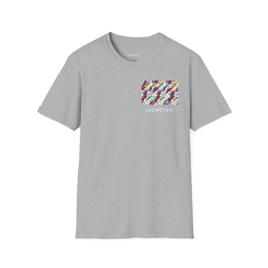 Colorful Geometric Unisex Softstyle T-Shirt, Casual Wear, Gift for Art Lovers, Everyday Comfort T-Shirt, Trendy Graphic Tee