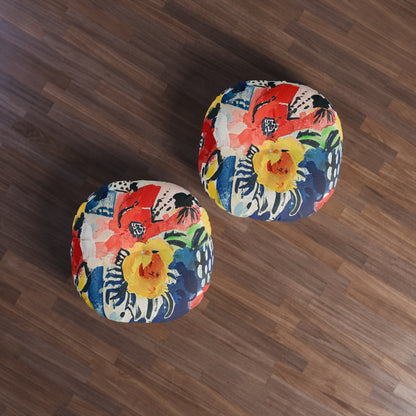 Abstract Flora Tufted Floor Pillow