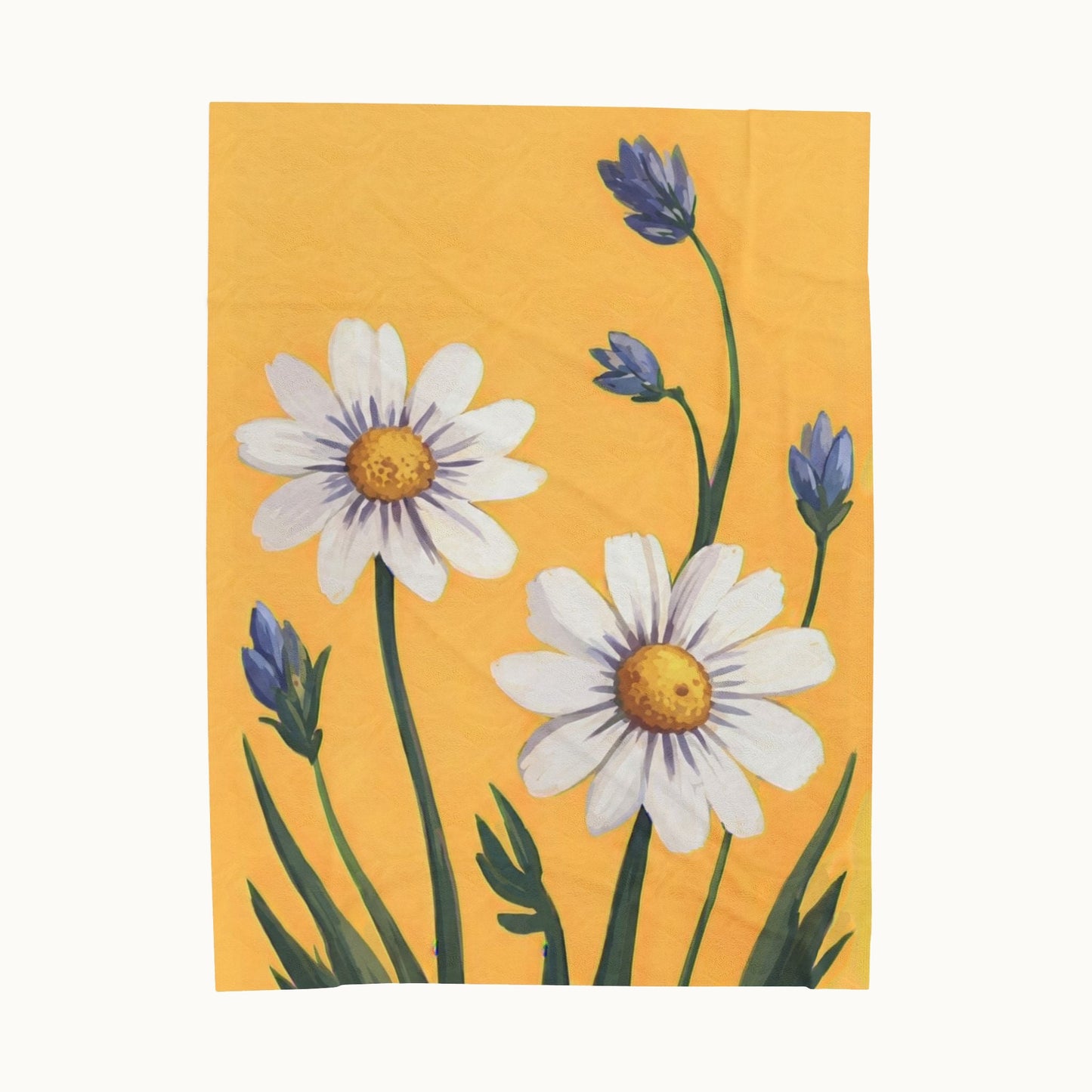 Spring Daisies Velveteen Plush Blanket