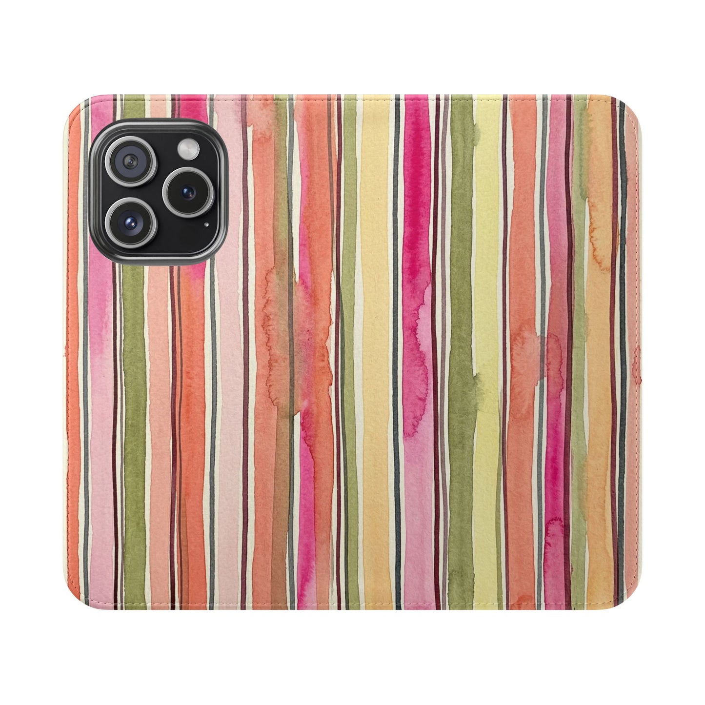 Summer Stripe Vegan Leather Flip Case