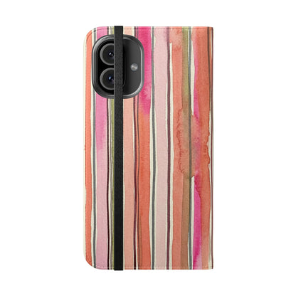 Summer Stripe Vegan Leather Flip Case