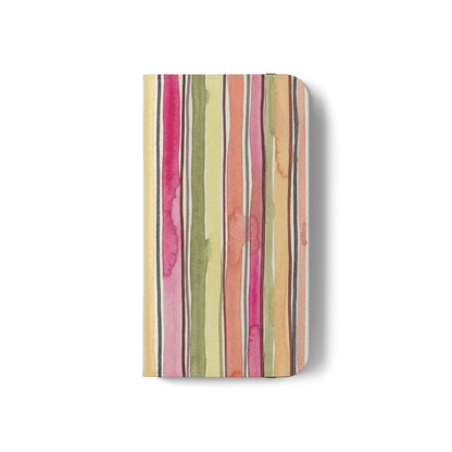 Summer Stripe Vegan Leather Flip Case