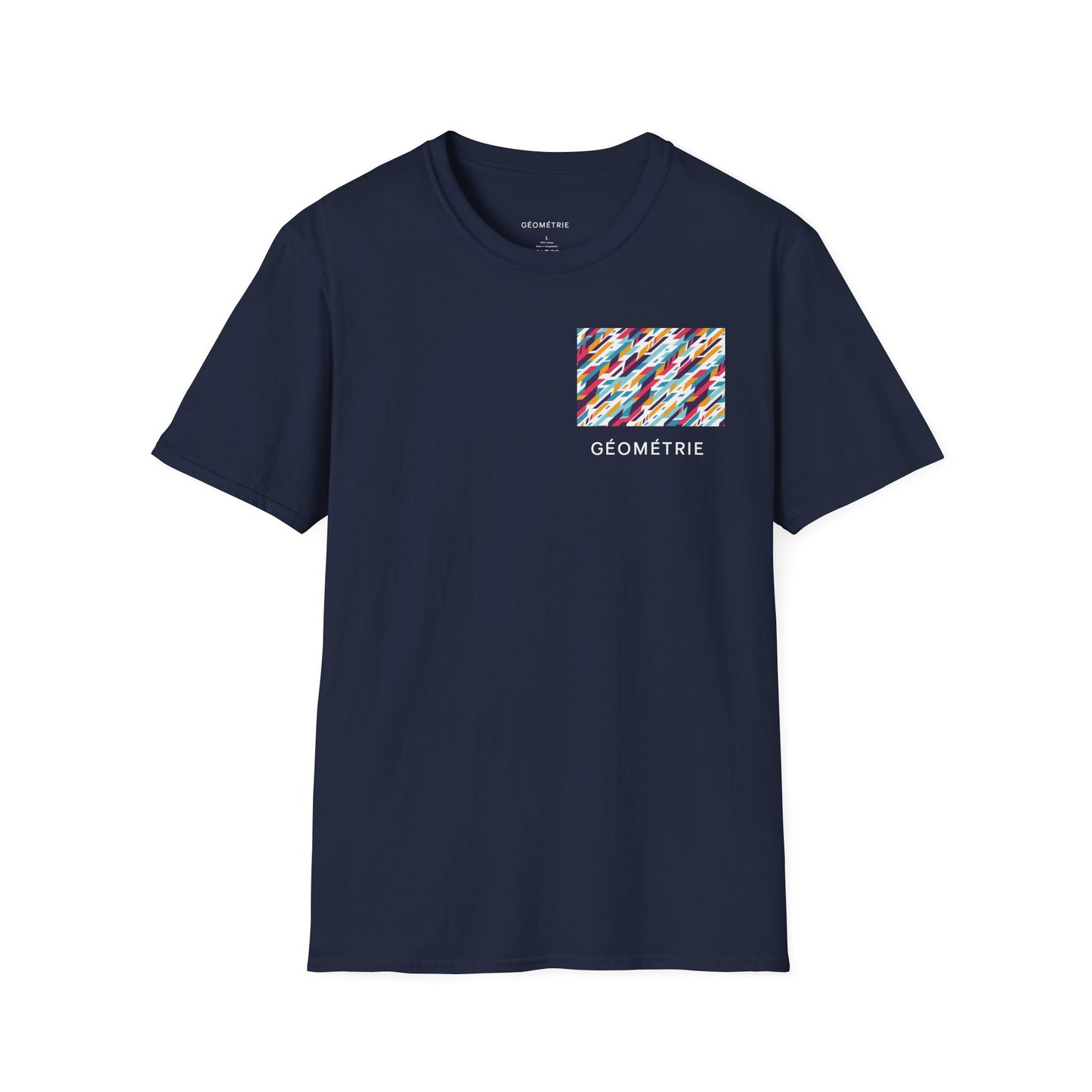 Colorful Geometric Unisex Softstyle T-Shirt, Casual Wear, Gift for Art Lovers, Everyday Comfort T-Shirt, Trendy Graphic Tee