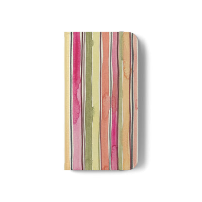 Summer Stripe Vegan Leather Flip Case