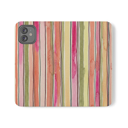 Summer Stripe Vegan Leather Flip Case