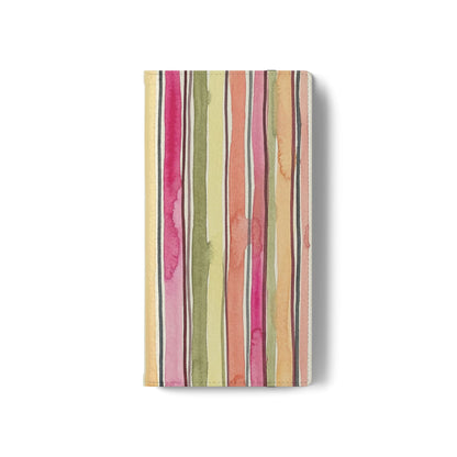 Summer Stripe Vegan Leather Flip Case