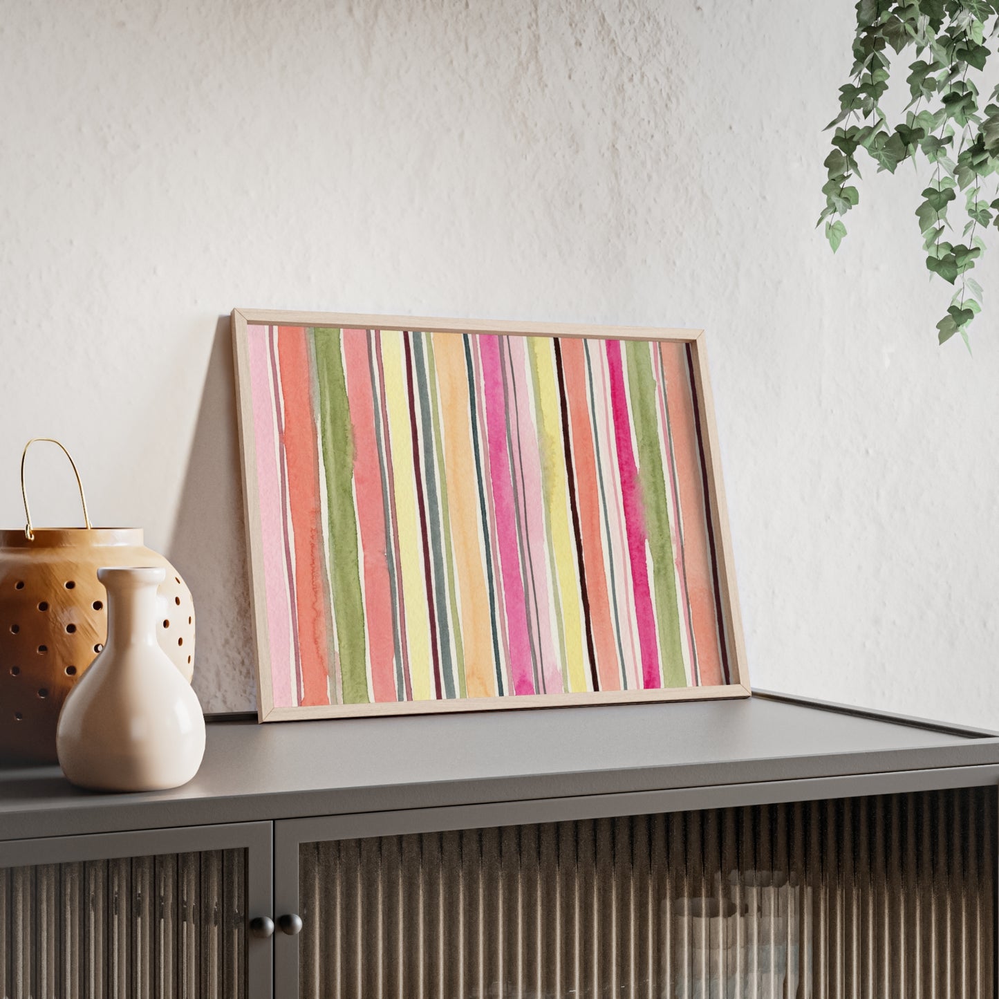 Summer Stripe Wood Framed Posters