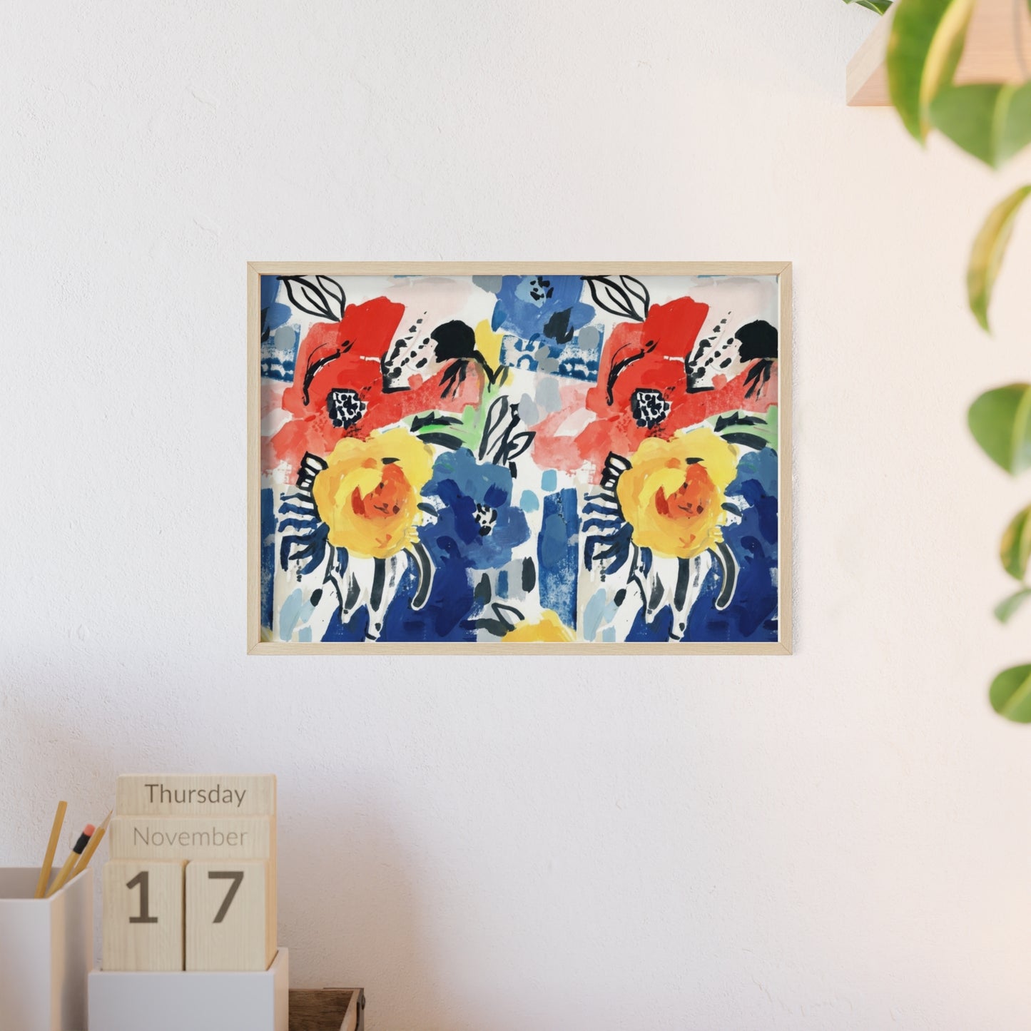 Abstract Flora Wood Framed Posters