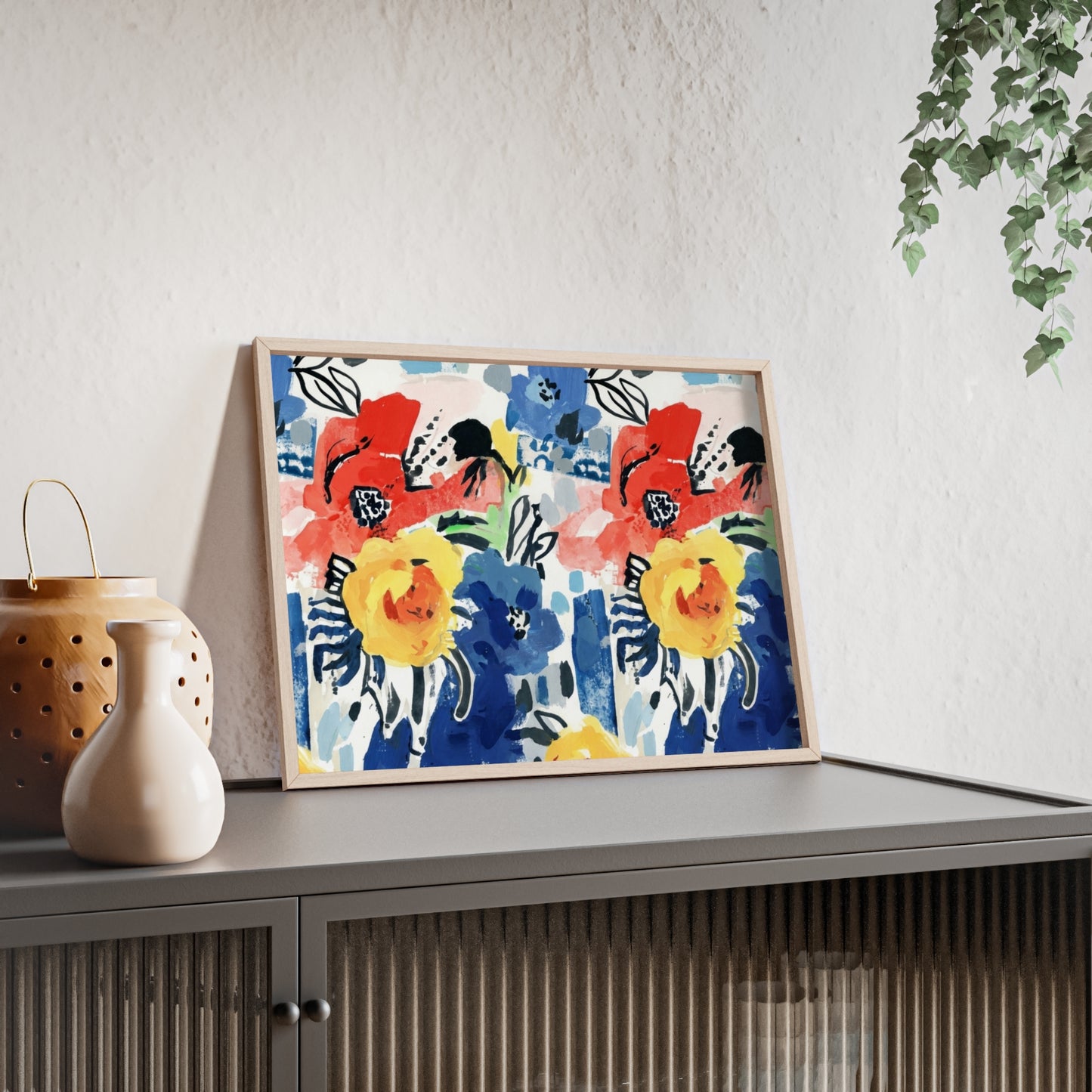 Abstract Flora Wood Framed Posters