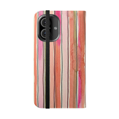 Summer Stripe Vegan Leather Flip Case