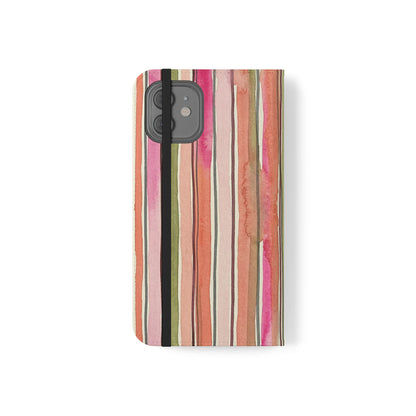 Summer Stripe Vegan Leather Flip Case
